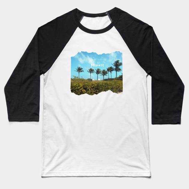 Palm trees photo Miami Florida blue sky palmtree landscape USA nature lovers Baseball T-Shirt by BoogieCreates